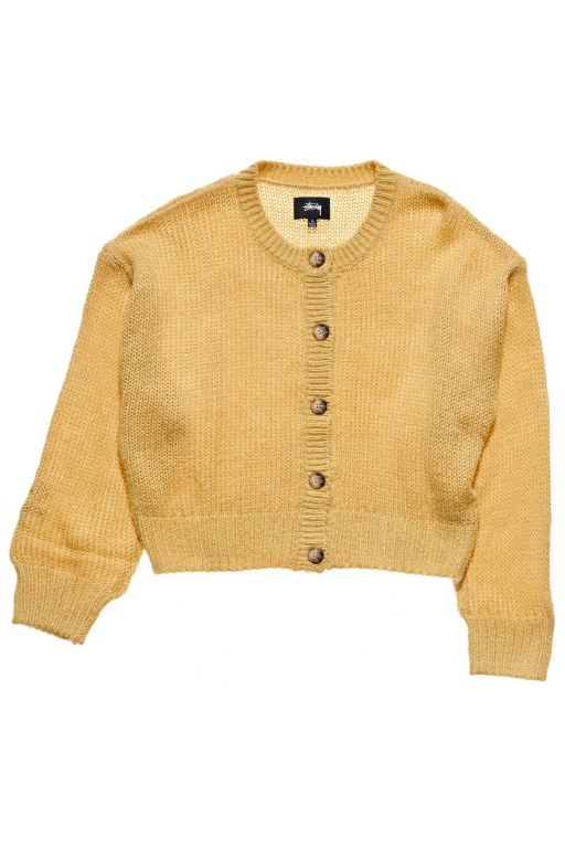 Stussy Womens Mable Button Up Cardy Sweaters Yellow - TJFGI0837